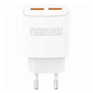 VIDVIE PLE245 Home Charger 2USB 2.4A with Type-C Cable - White
