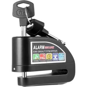 Motorcycle Alarm Disc Lock, Anti-Theft Waterproof 110dB Alarm Sound Disc Lock For Motorcycle Scooter Black