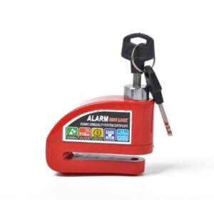 Motorcycle Alarm Disc Lock, Anti-Theft Waterproof 110dB Alarm Sound Disc Lock For Motorcycle Scooter Red