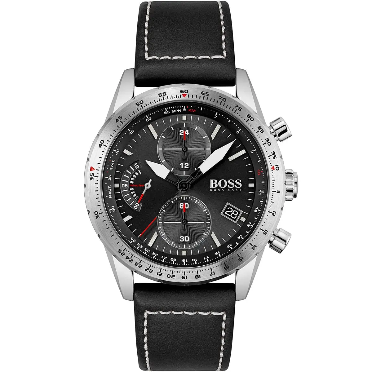 1513853-hugo-boss-watch-men-black-dial-leather-strap-quartz-battery-analog-chronograph-pilot-edition-chrono
