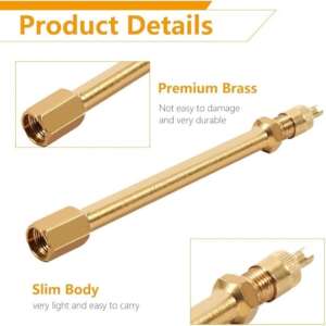 Keenso 140mm Brass Auto Tire Valve Extension Adaptor, Air Tyre Stem Extender Inflation Stright Bore for Motorcycle, Bike, Mower and Scooter(140mm)