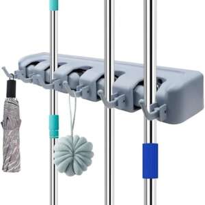 Broom Holder Wall Mount Broom Organizer Mop Holder Hanger Garden Tool Organizers Storage Rack Garage Laundry Room Organizations and Storage with Hooks Heavy Duty