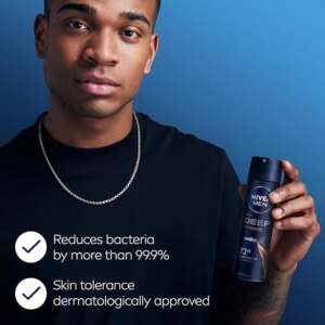 NIVEA MEN Antiperspirant Spray for Men, DEEP Black Carbon Antibacterial, Espresso Scent, 150ml