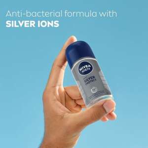 NIVEA MEN Antiperspirant Roll-on for Men, Silver Protect Antibacterial Protection, 50ml