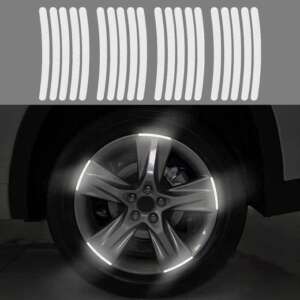 3D Reflective Wheel Tire Rims Stripes Stickers Decals for Car Motorcycle Bike Bicycle Night Safety Decoration Automotive Exterior Accessories Light (40 PCS, Rainbow Color)