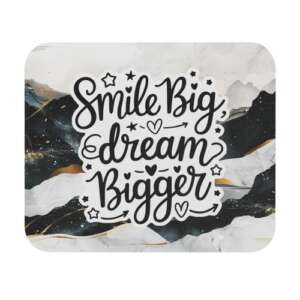 Smile Big, Dream Bigger" Mouse Pad - Inspirational Quote Desk Mat with Gold Non-Slip Gaming & Office Mousepad, Smooth & Non-Slip Desk Mat for Office & Gaming, Durable Mousepad-330