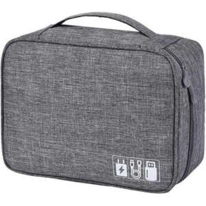 Waterproof Electronics Organizer Double Layer Travel Storage Bag for Cables, Chargers, Power Bank, Flash Drives, Tablet SD Cards Portable Accessories Case 27x20cm (grey)