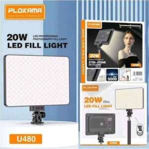 PLOKAMA U480 Rechargeable 20W LED Fill Light for DSLR, Camcorder, Tripod