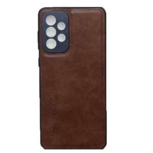 Slim Premium PU Leather Soft TPU Bumper Shockproof Protective Phone Cover For Samsung Galaxy A73 5G - BROWN