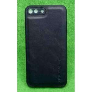 Slim Premium PU Leather Soft TPU Bumper Shockproof Protective Phone Cover for iPhone 7 Plus / iPhone 8 Plus - BLACK