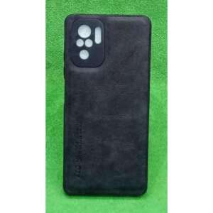 Slim Premium PU Leather Soft TPU Bumper Shockproof Protective Phone Cover for Xiaomi Redmi Note 10 / Xiaomi Redmi Note 10S -BLACK