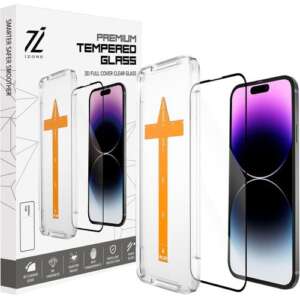 IZONE Clear 9H Tempered Glass Screen Protector for iPhone - With Easy Installation Frame - Enhance and Protect Your Device - 3D Tempered Glass Protector - Glass Screen Shield (iPhone 14 Pro)