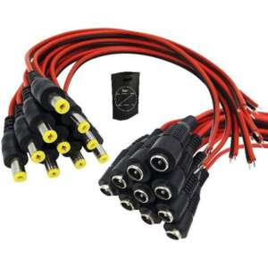 10pcs Lot 2.1x5.5 Mm Male Female Plug 12V Dc Power Pigtail Cable + Zigor Special Bag