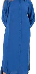 Mosca Women's Wear Long Linen Shirt Dress with Classic Long Sleeves