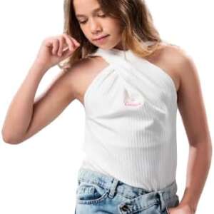 Raymonds Sleeveless Halter Neck Cotton Blouse for Girls