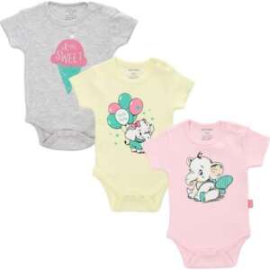 Set Of (3) Half Sleeves Snap Closure Bodysuit