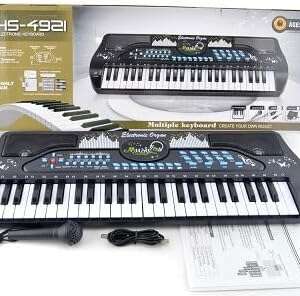 Electronic Keyboard Piano, 49Keys, with Microphone and Music Stand, Black