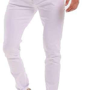White Pockets Plain Slim Fit Jeans Pants