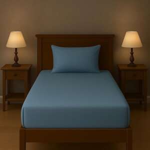 Cotton Bed Sheet with 1 Pillowcases, 2 Pieces Bedding - Hotel Luxury Bed Sheets Set (Dark Blue, 120 x 200 CM)