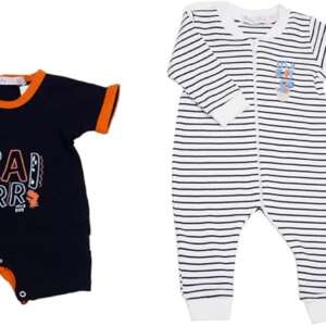 Baby Club Cotton Set of 2 Pieces Bodysuit Size 0 Months For Boys-White&Navy