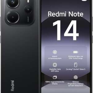 Xiaomi Redmi Note 14 Smartphone, 8 + 256 GB, Black, 108 MP AI Camera System, 5500 mAh Battery, 120 Hz Eye Protection Display, AI Functions | 18 Month manufacturer warranty