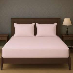 Cotton Bed Sheet with 2 Pillowcases, 3 Pieces Bedding - Hotel Luxury Bed Sheets Set (Rose, 180 x 200 CM)