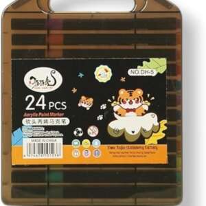 Acrylic Drawing Pens, 24 Colors, Flexible Tip, Waterproof, for Black Paper, Wood, Glass, Rock, Painting, with Case