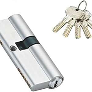 VETRA Cylinder Key Lock Door Handles & Locks, 70 mm, Silver