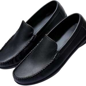 Men's Leather Classic Casual Slip On Lightweight Leather Shoes - Medical Leather Shoes - Elegant and Comfortable Formal Shoes - Black Shoes