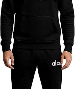 Meza Men's Tring 2 Piece – Hoodie Sweatshirt + Sweatpants – Comfortable Home Gym Sports Wear for Men & Men
