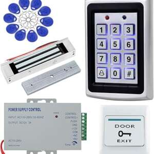 OBO HANDS Full Home Access Control System Kit Set Metal Controller 1000 Users Keypad +DC 12V 180KG Magnetic Lock+12V 3A Power Supply+ Door Exit Button + 10pcs RFID Blue 125KHz Keyfobs