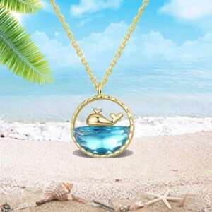 Fashion Jewellery Necklace - Exquisite Gold Pendant Necklace Featuring a Beautiful Blue Ocean Whale Design, Ideal for Accessorizing Any Outfit or Gifting