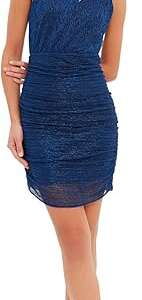 Trendyol Women Saks Fitted Lined Shiny Knitted Short Elegant Evening Dress TPRSS21EL2596 Dress (pack of 1)