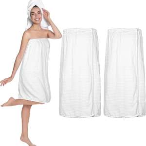 Tigeen 2 Pcs Towel Wrap for Women Lightweight Spa Robe with Adjustable Closure Elastic Top Soft Bathrobe Spa Wrap
