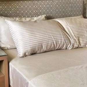 CUBD Elastic Stripe Cotton Sateen Bed Linen Set (800 Thread Count, 120*200*30cm, Beige) , Extra Soft, Deep Pocket, 3 Pieces