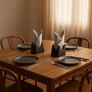 Modern Napkin Holder Set, 2-Piece Black Table Decor, Elegant Dining Room Accessory 3D printed