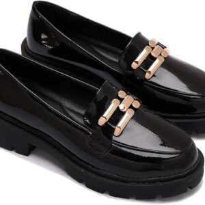 Women's Fashion Block Heel Loafer Shoes - Comfortable Non-Slip Sole