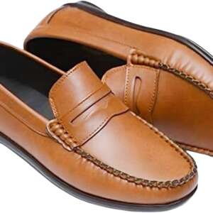 Men's Leather Classic Casual Slip On Lightweight Leather Shoes - Medical Leather Shoes - Elegant and Comfortable Formal Shoes - Camel Shoes