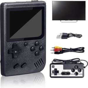 KIDSZONE Handheld Game Console for Kids, Gamepad for 2 Players, Built-in 500 Classic Games, 3.0" LCD Screen, with Rechargeable Battery, TV Connecting, Gift for Boys & Girls (Black)