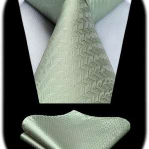 HISDERN Sage Green Ties for Men Wedding Light Green Tie and Pocket Square Set Mens Mint Green Silk Neckties Handkerchief Formal Business Necktie