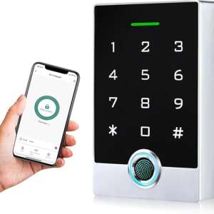 Wireless WiFi Access Control System, Fingerprint Password Stand-Alone Door Access Control Keypad with ID Keyfob, WG26/34 EM Card Reader Access Controller, Full Metal Weatherproof, Backlight