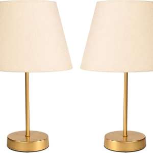 Set of 2 Elegant Table Lamps with Unique Fabric Shades, Stylish Metal Base for Bedroom, Living Room, or Office Décor