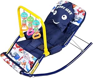 Baby Bouncer with Safety Belt and Toy Set (Navy)
