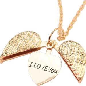Trendy Heart Angel Wings Open Pendant Necklace Romantic "I Love You" Jewelry Beautiful Women's Accessories Love Anniversary Gift