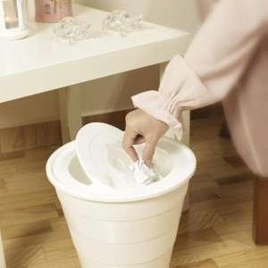Plastic Trash Can With Lid Modern Shape Bathroom Kitchen Living Room Bedroom Library Cafe Hotel Shatterproof - White