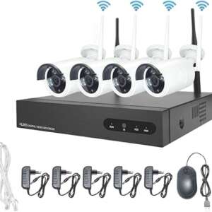 UK PLUS 4ch WiFi dvr kit 2mp Outdoor 4Channels Wireless WiFi NVR Suit Kit HD IR 1080P WiFi IP Camera P2P CCTV Security SystemUK-9604FHD (1 year warranty)