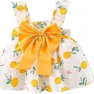 MIZAYA Girls Dress Cherry Pattern With Bow, Attractive Design For Kids Clothes