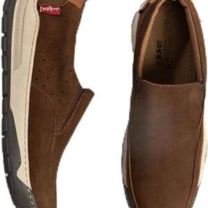 Shamwazit Men's Leather Slip-On Oxford Shoes – Casual & Semi-Formal, Comfortable Design | Black EU Size 40