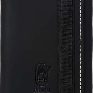 Rahala RA100 Men's Trifold Leather Wallet – Elegant Black Design with Transparent ID Window-Black