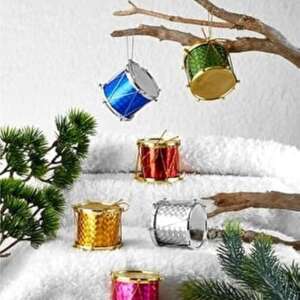 Collectible India Colorful Christmas Tree Decoration Mini Drums Hangings - Christmas Tree Decoration Materials - Christmas Decorations Items (24 Pcs)